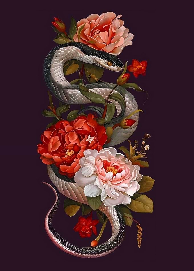 Snake and Flowers