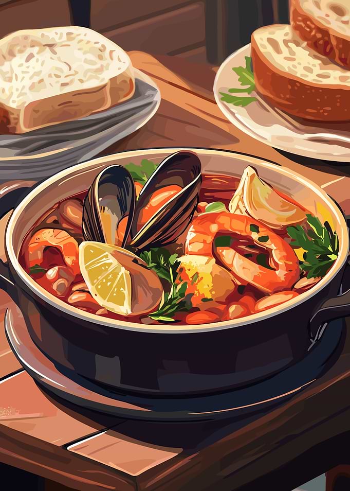 Seafood Stew with Bread