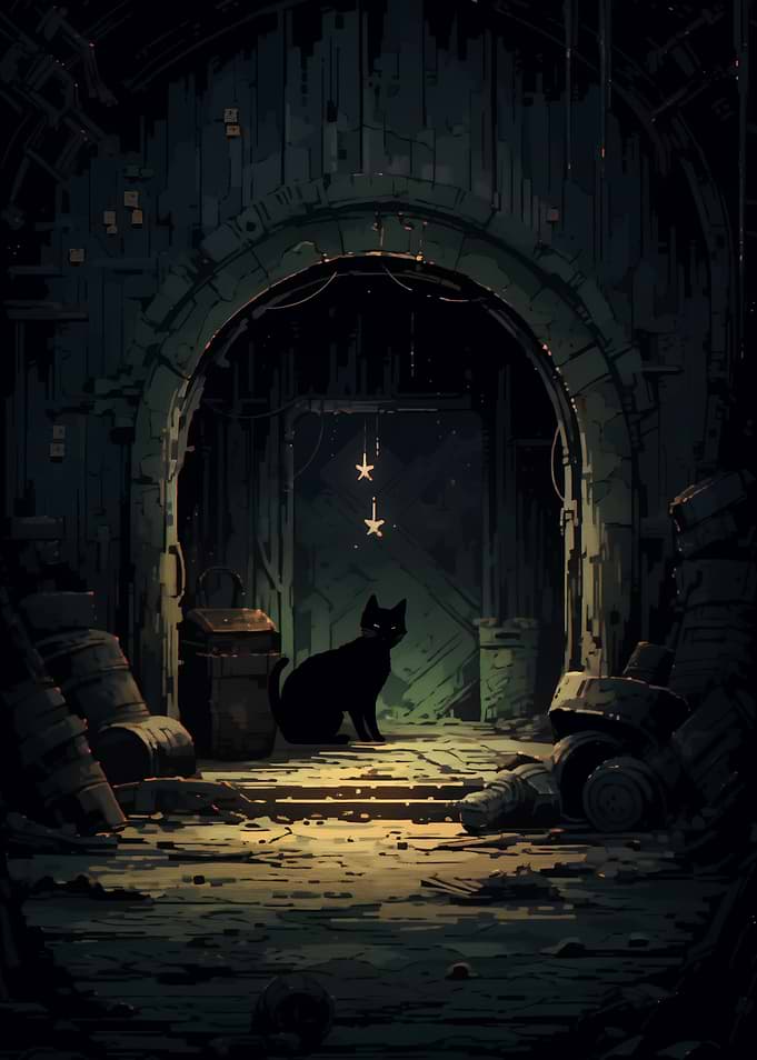 Black Cat in Dark Archway