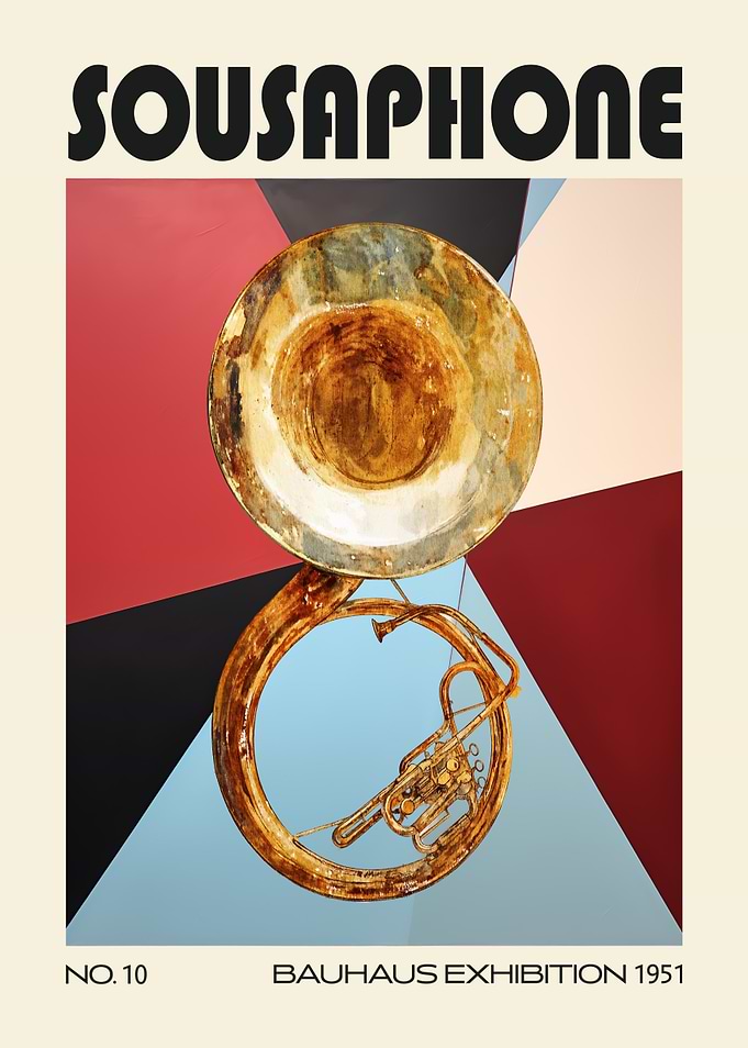 Sousaphone Fanfare Instrument Mid Century