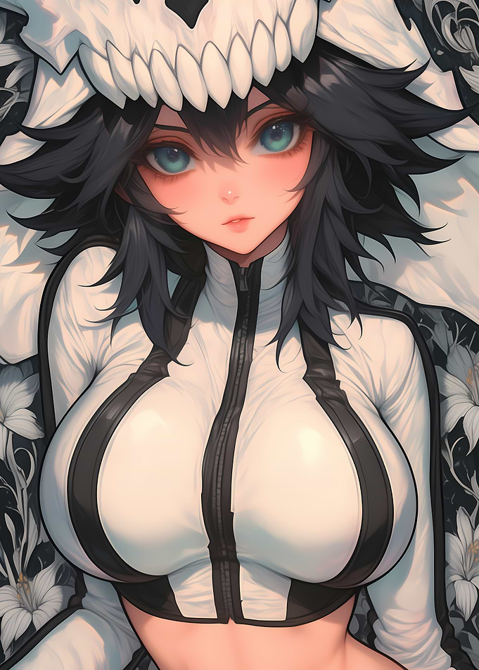 Anime Girl with Skull Mask Gaming