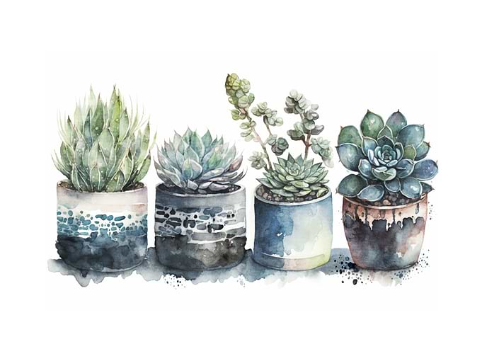 Watercolor Succulents