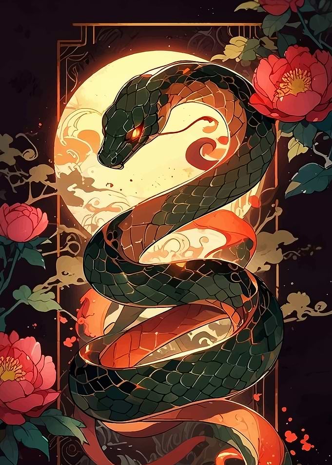 Green Snake with Red Eyes