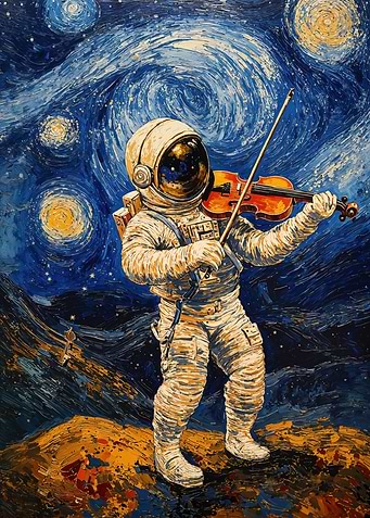 Starry Night Astronaut Violin Van Gogh