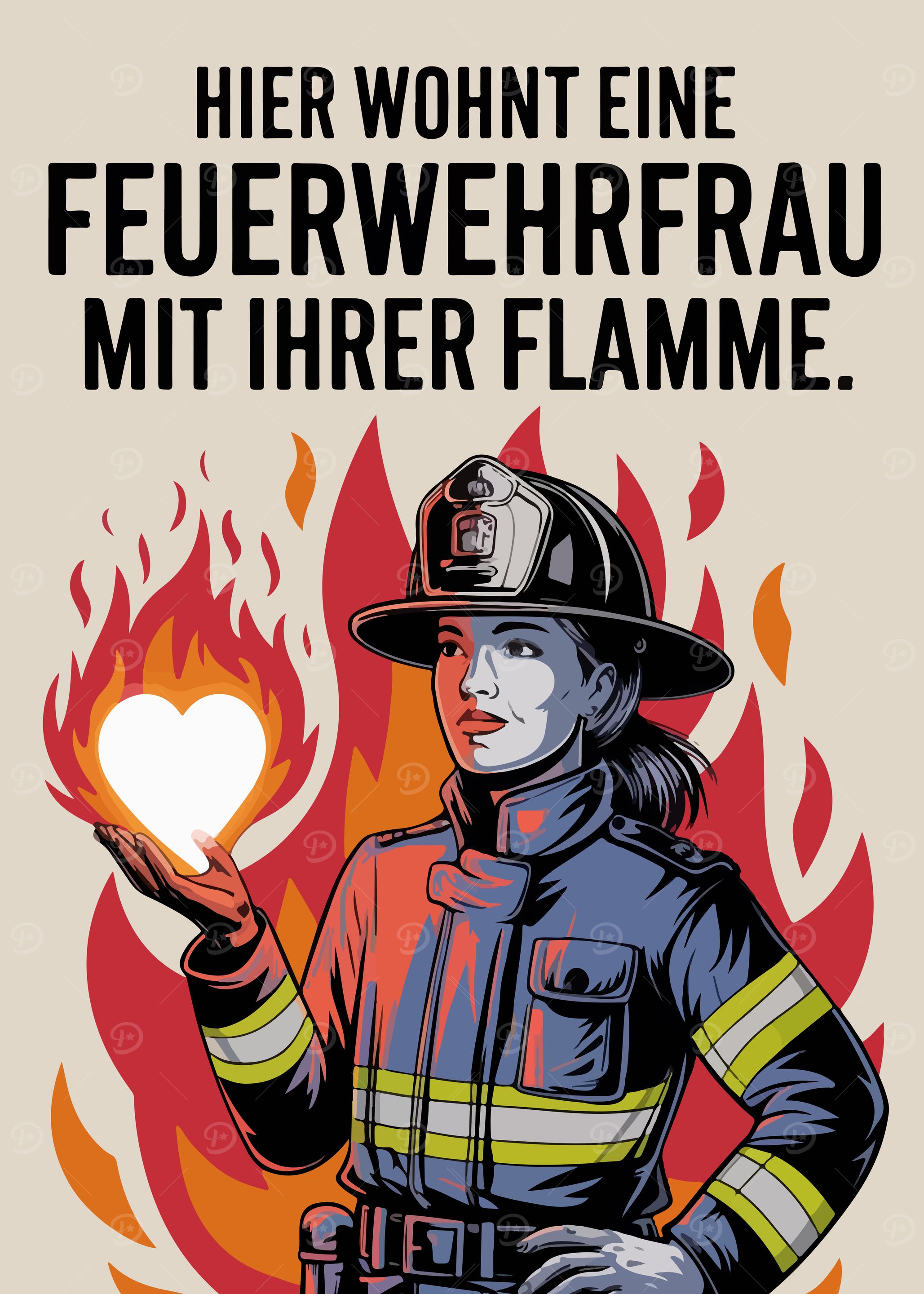 Firefighter Woman with Flame