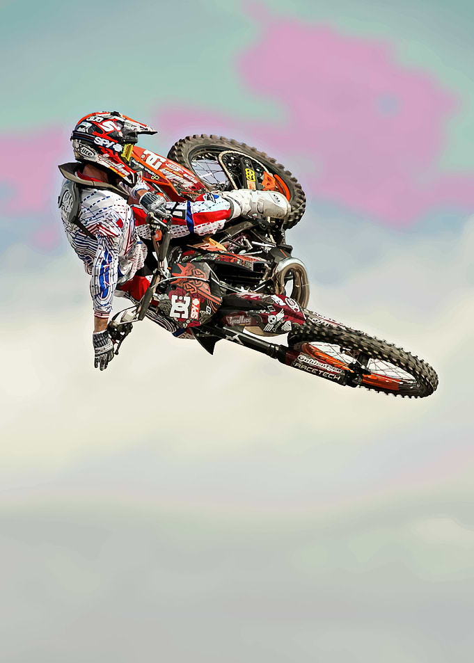 Motocross Rider in Mid-Air