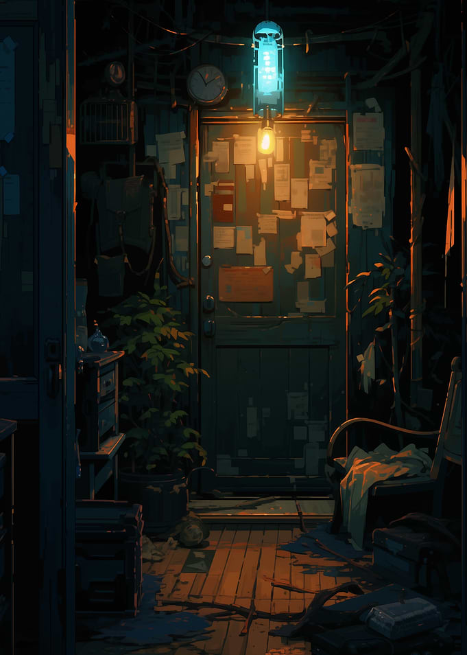 Dark Doorway with Notes