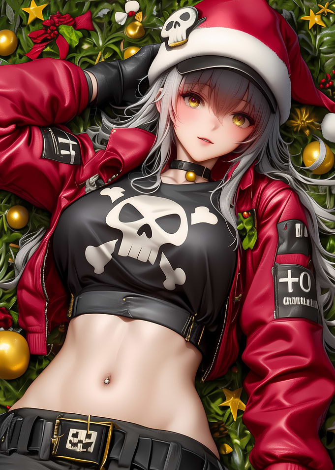 Anime Girl in Santa Hat Christmast