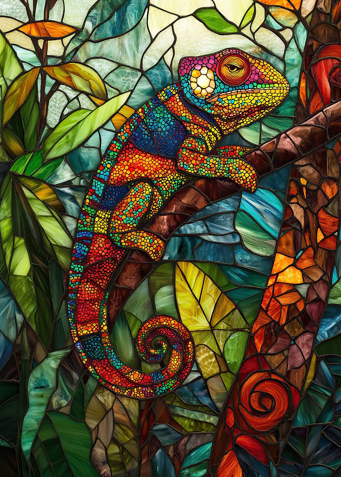 Stained Glass Chameleon