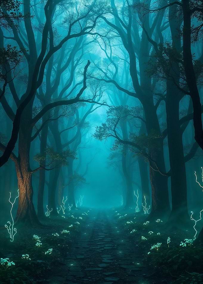 Spooky Enchanted Old Forest Path
