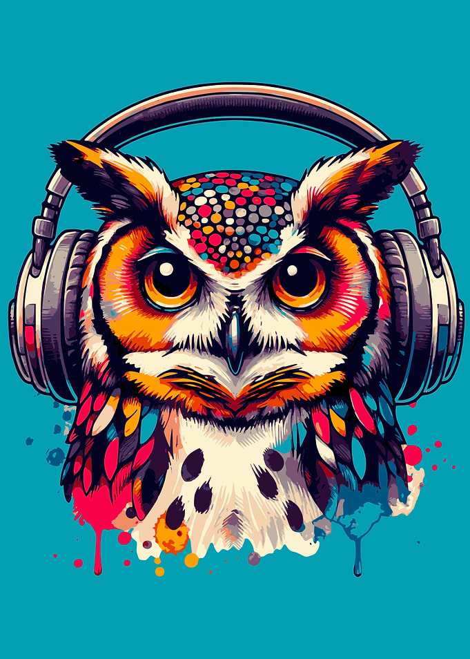 Owl with Headphones