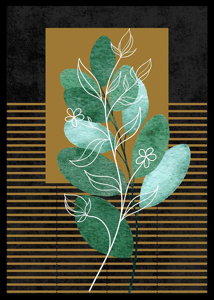 Green Branch Minimalist Art
