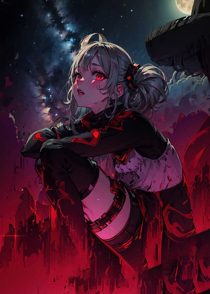 Anime Girl Under Night Sky