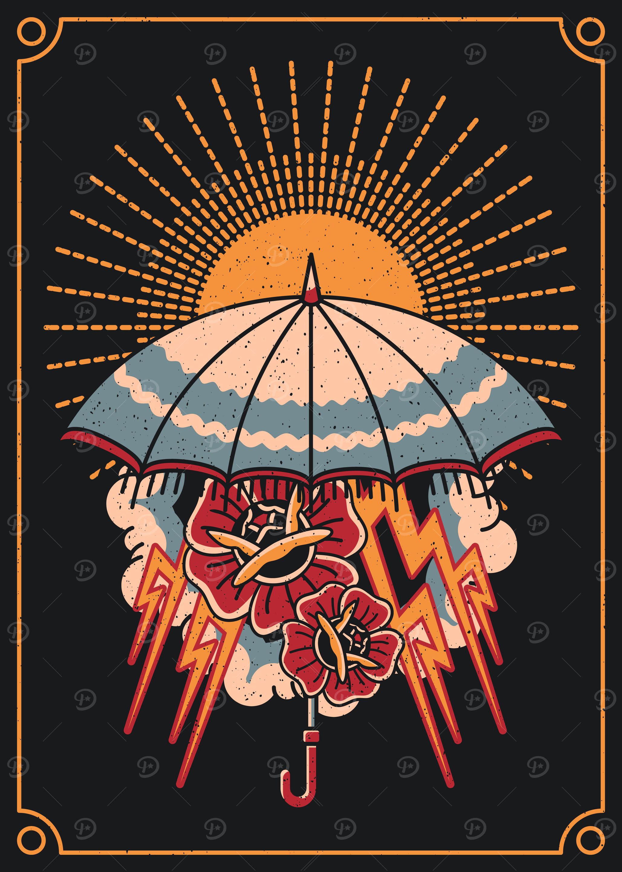 Retro umbrella illustration