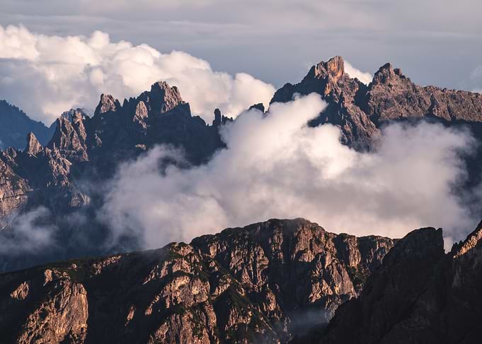 Mountain Peaks in Clouds