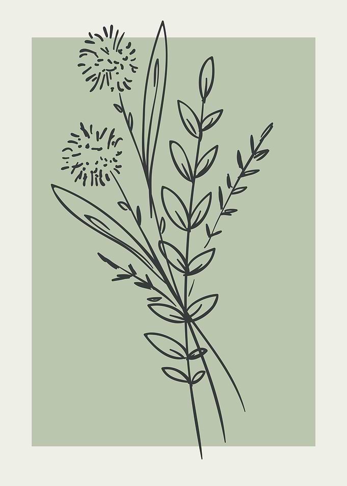 Line Art Floral Print