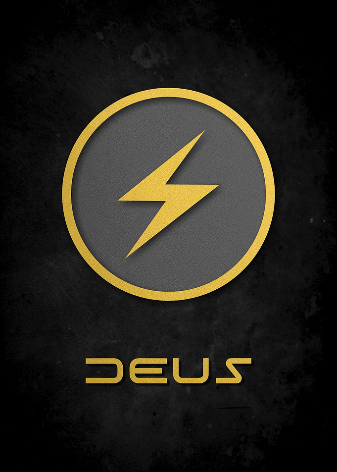 Deus Logo with Lightning Bolt