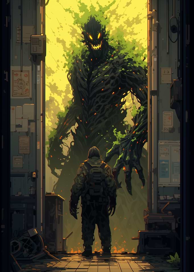 Man Facing Monster