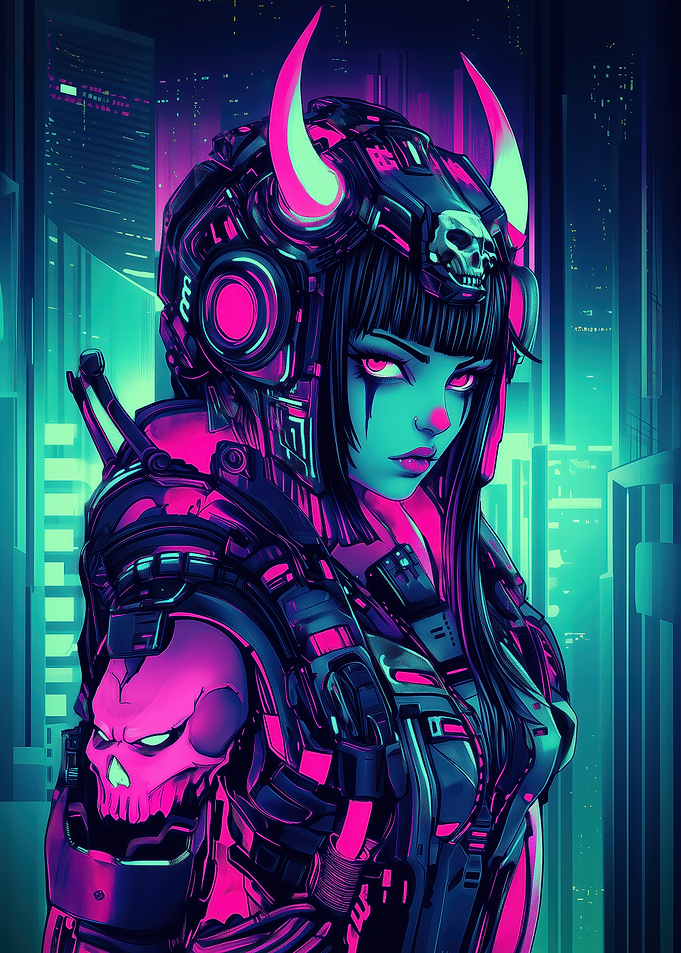 Cyberpunk Demon Girl
