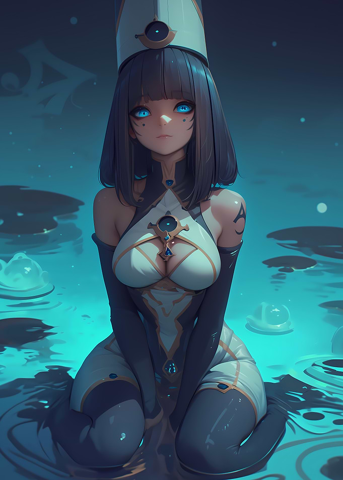 Anime Girl in Blue Water