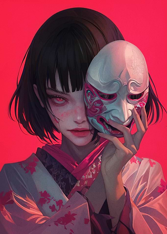 Anime Girl with Mask