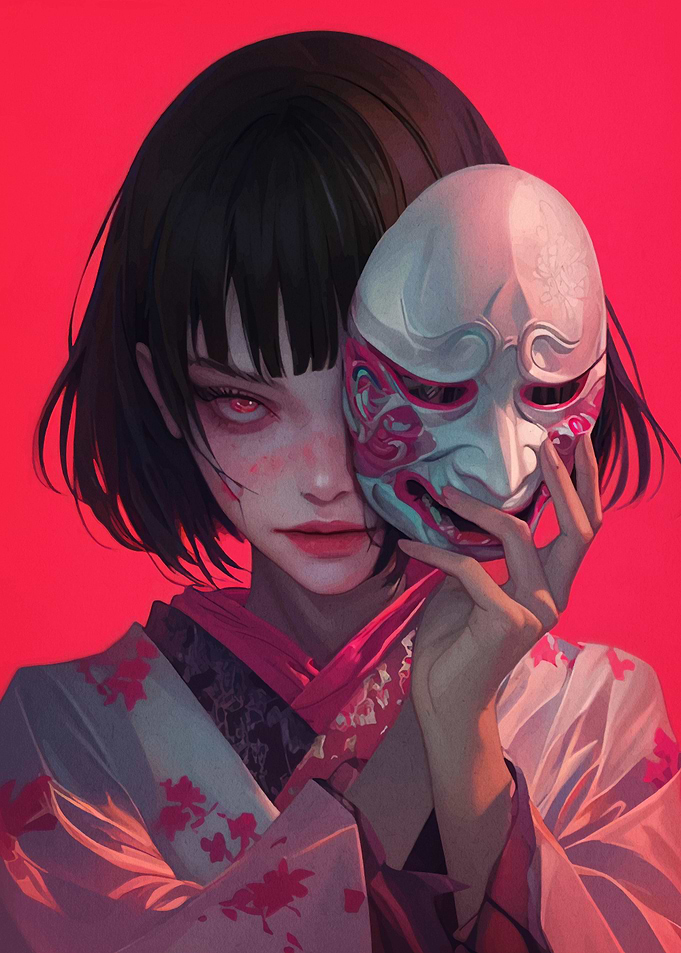 Anime Girl with Mask