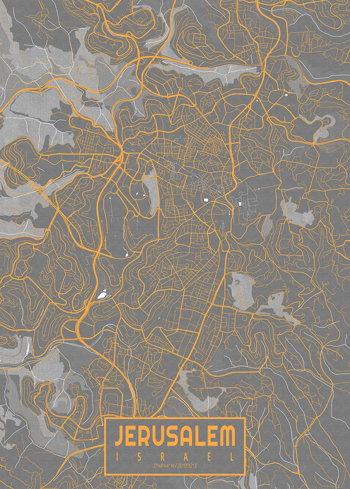 Jerusalem City Map Israel Bauhaus