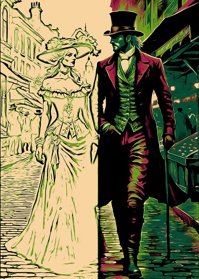Victorian Couple in City Street