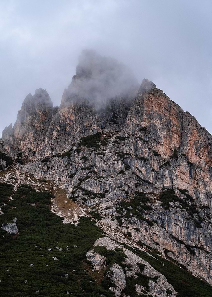 Mountain Peak in Clouds