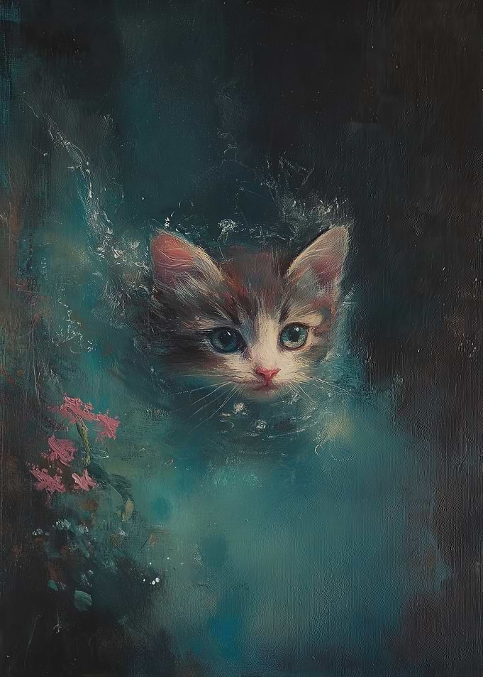 Cute Kitten in Teal