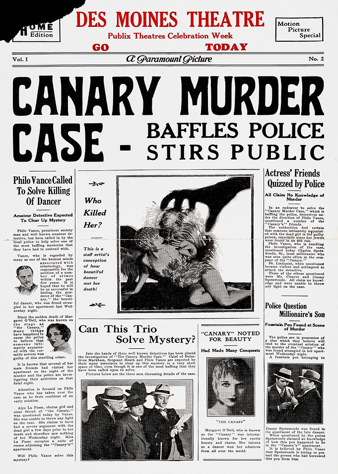 Canary Murder Case Newspaper