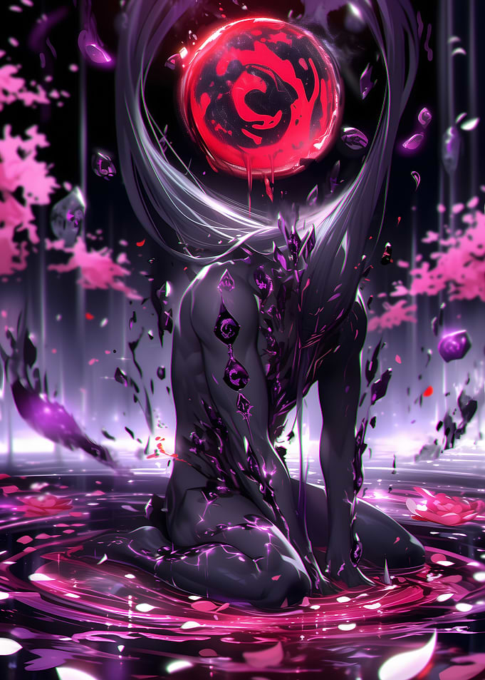 Dark Figure in Crimson Pool