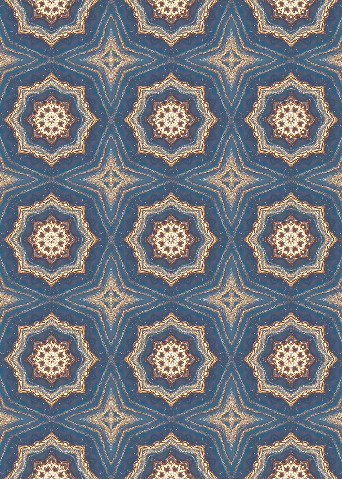 Blue and Gold Mandala Pattern