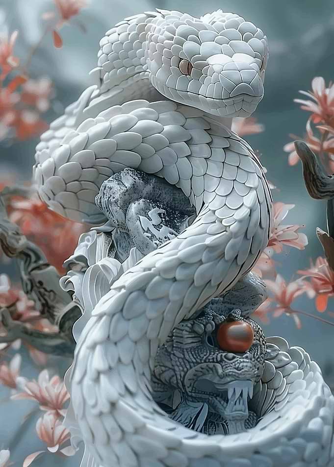 White Snake Sculpture