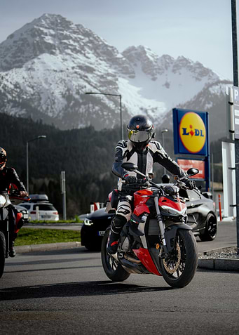 Motorcycle Rider in Mountains