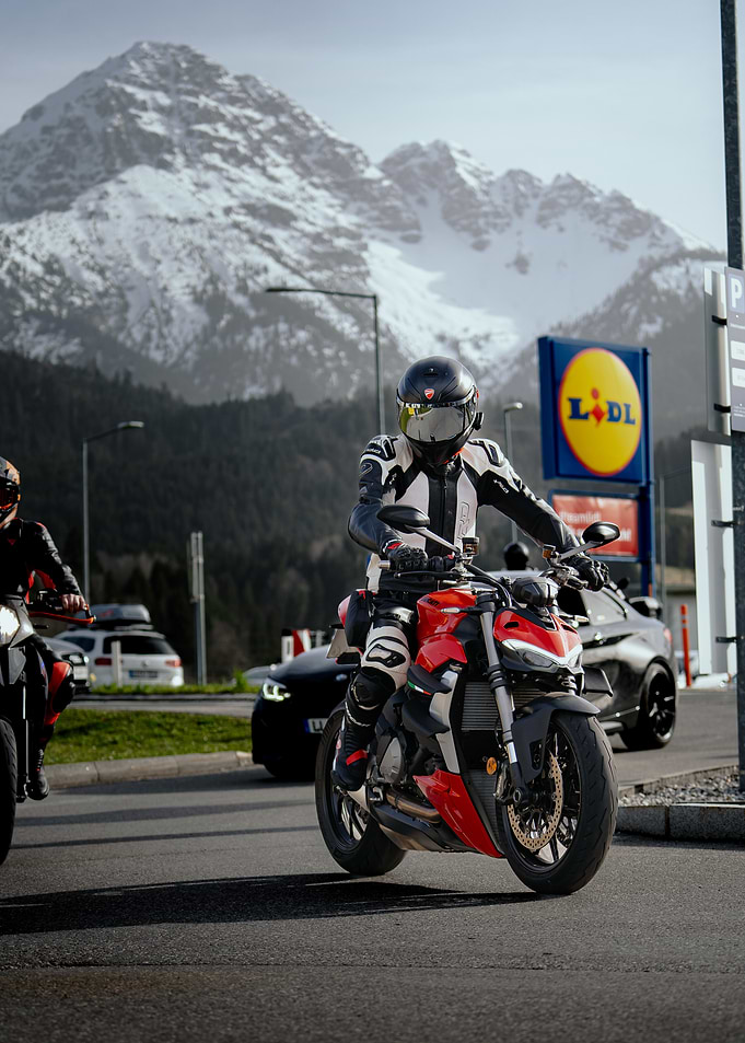 Motorcycle Rider in Mountains