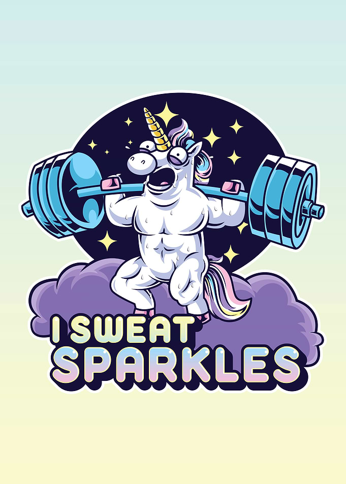 Sweat Sparkles, Funny Gym Unicorn
