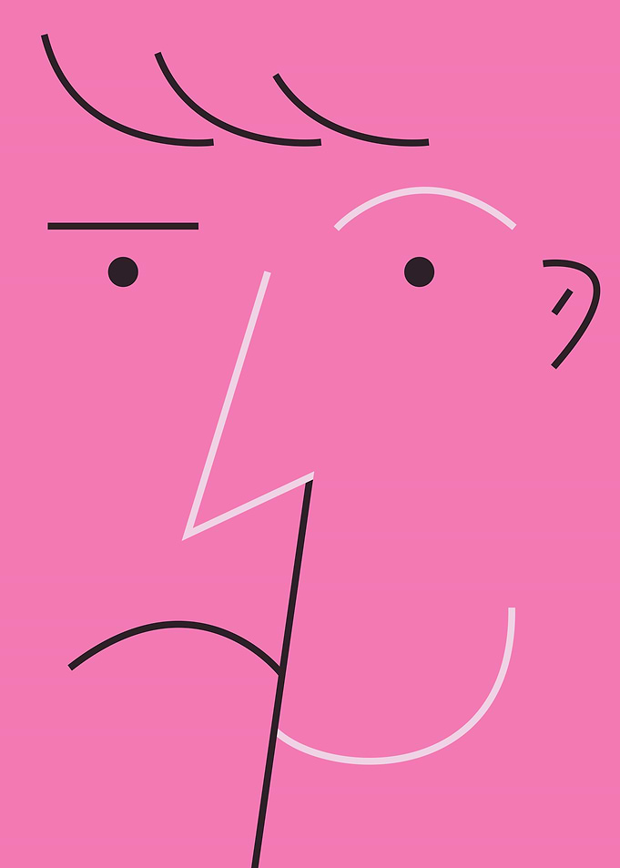 Linear portrait with different emotions