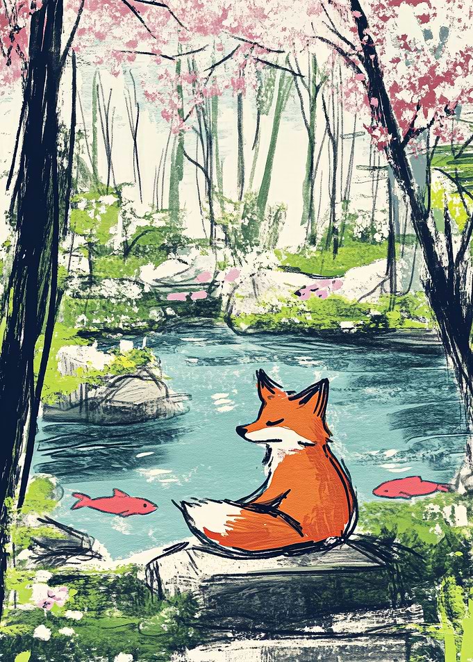 Fox by the Stream