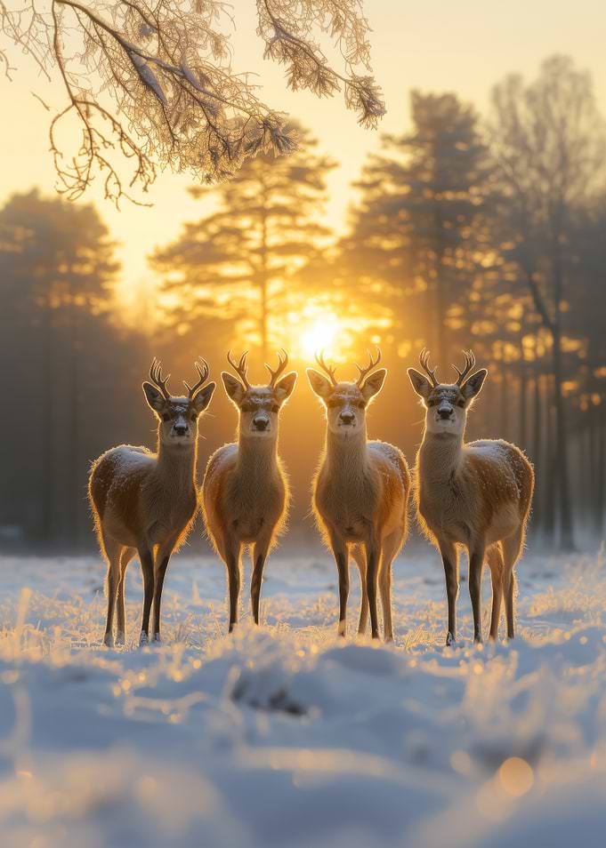 Four Deer at Sunset