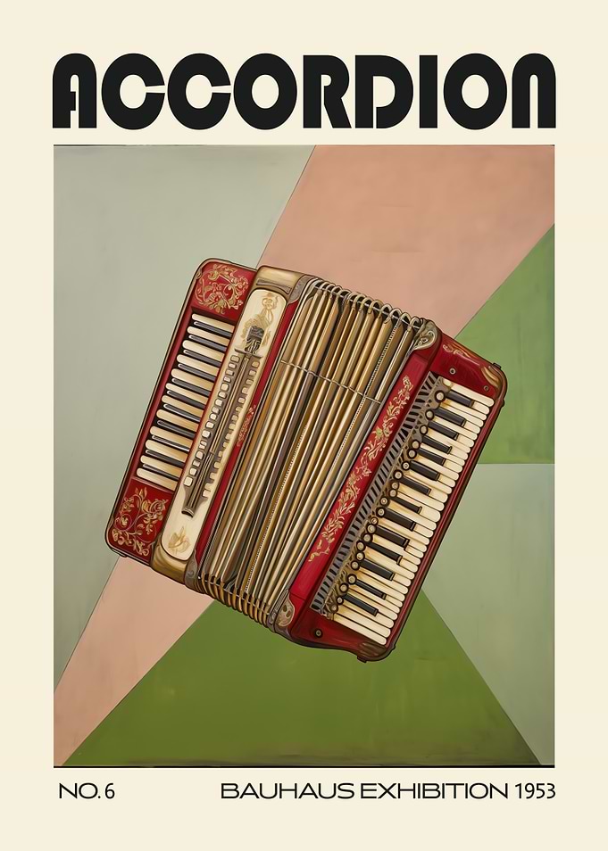 Music Accordion Mid Century