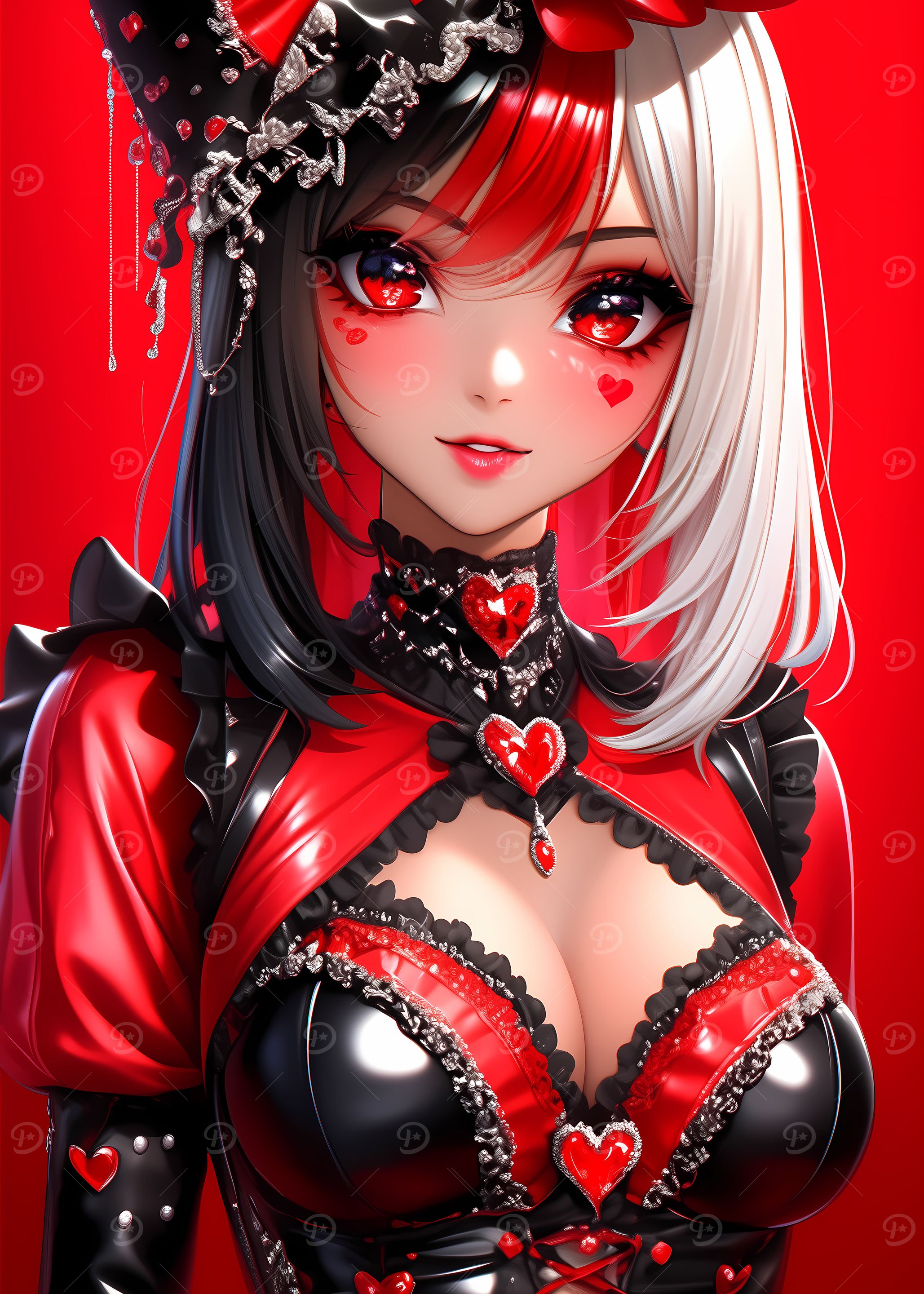Anime Girl in Red and Black Gaming