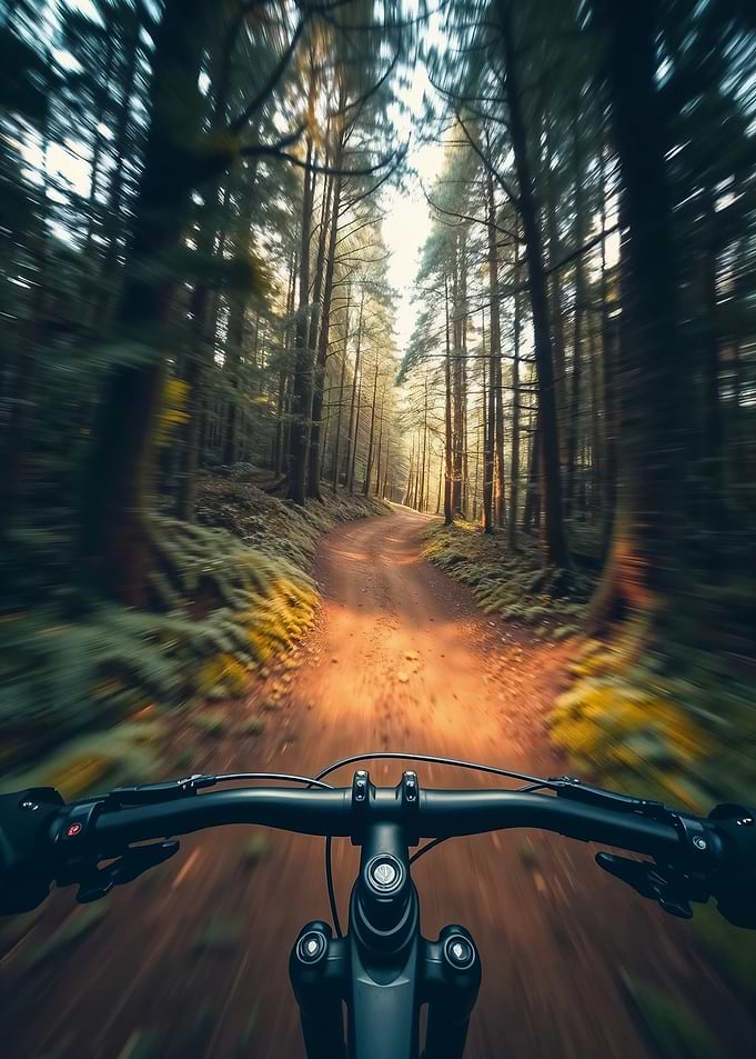 Speedy Mountain Biking Through Forest