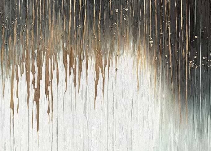 Abstract Gold Drip Painting