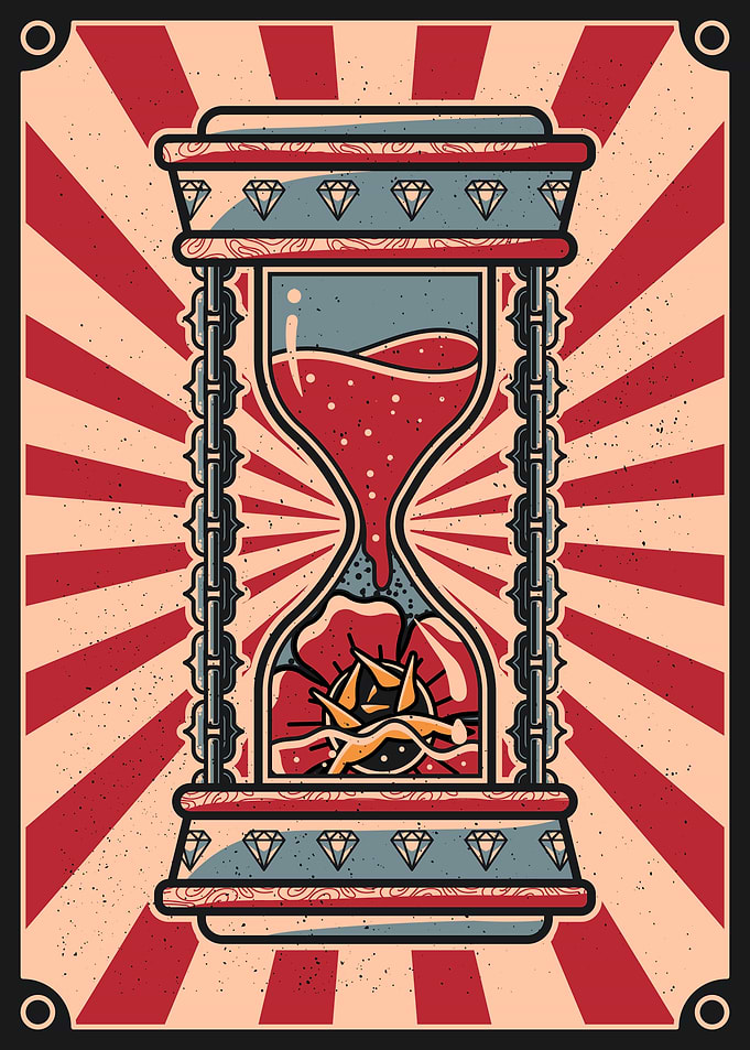 Hourglass & rose vintage design