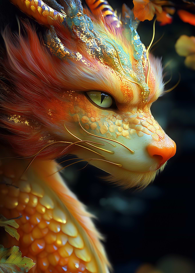 Golden Dragon Portrait Animal