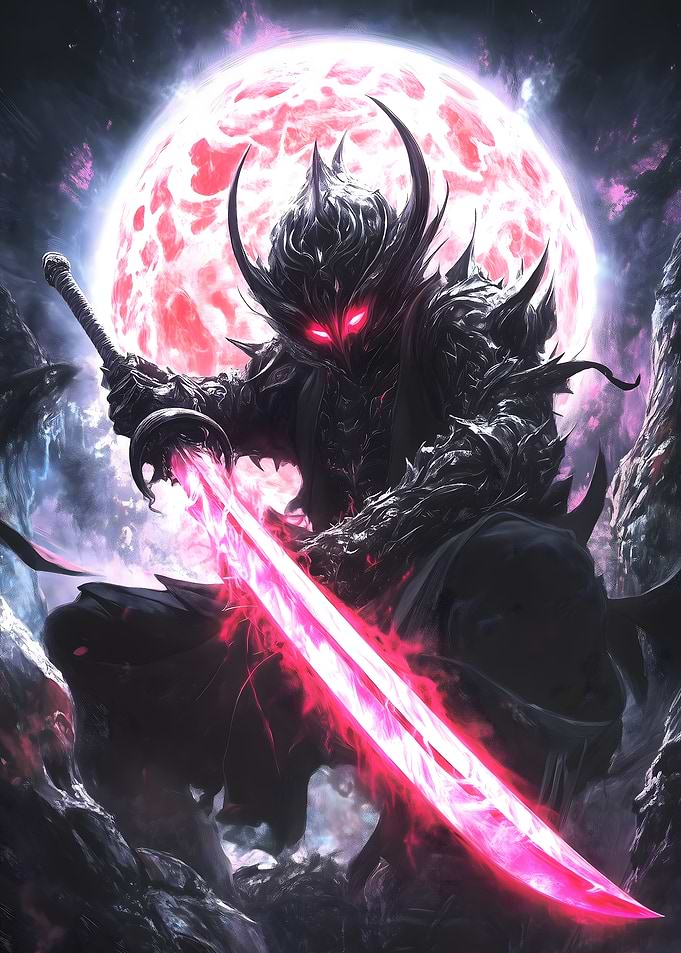 Dark Samurai with Red Sword