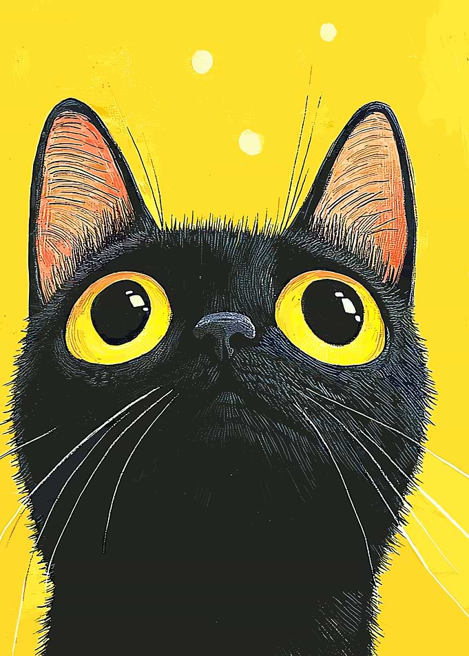 Black Cat with Big Eyes