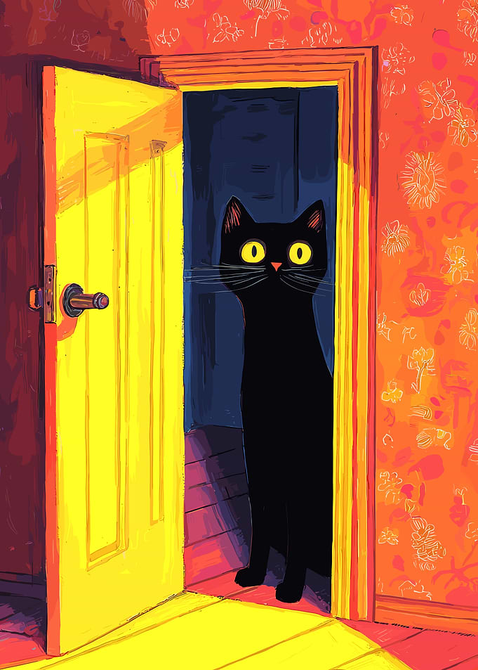 Black Cat in Doorway