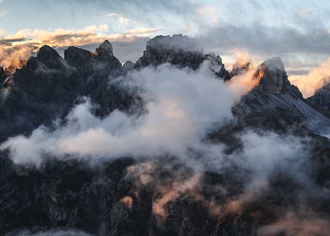 Mountain Peaks in Clouds